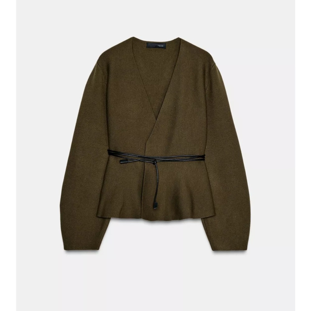 Zara Olive Wrap Jacket with Belt size S